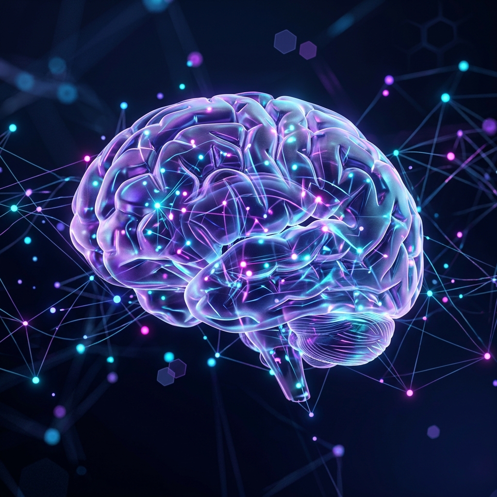 Abstract AI Brain connecting knowledge nodes